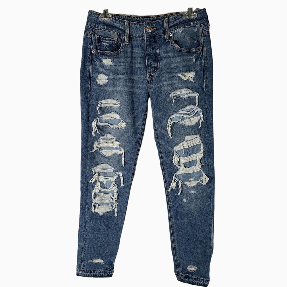 American Eagle Tomgirl Distressed Ripped Button Fly Jeans 2
